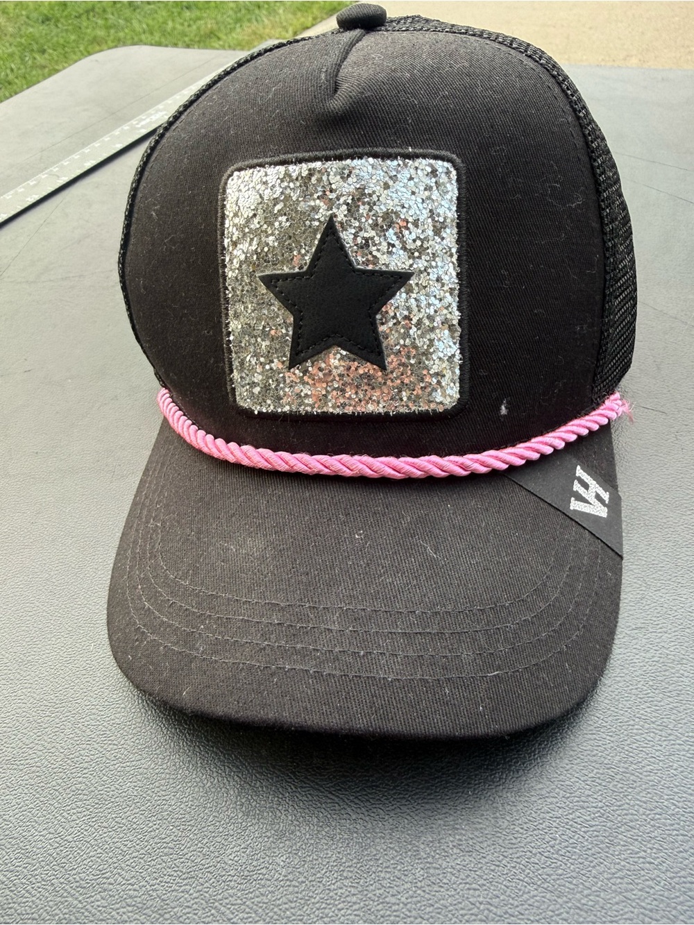 VINTAGE HAVANA 1954 Trucker Hat Cap Women | Mesh, Black/Pink/Silver Sparkly